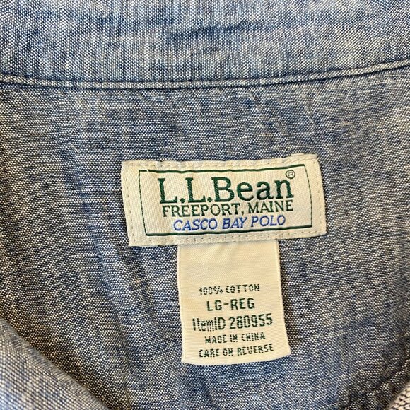 L.L.Bean Men's Polo Shirt Large Blue Short Sleeve Casual Basic Cotton - Picture 5 of 10